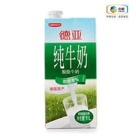 德亚 脱脂牛奶1L  进口早餐纯牛奶