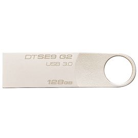 金士顿 128GB U盘 USB3.0 DTSE9G2 金属迷你型车载U盘 银色亮薄 读速100MB/s