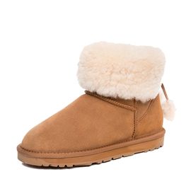 Ozwear UGG 【新品到港】Ozwear澳洲雪地靴品牌流苏毛球翻毛短筒雪地靴 一鞋两穿OB395 IVY