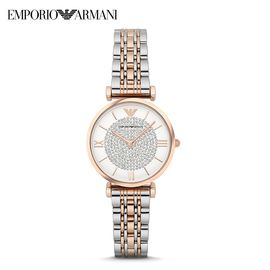 EMPORIO ARMANI 阿玛尼 欧美镶钻钢制表带 圆形石英女士手表 AR1926