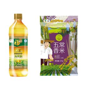 中粮 米油伴手礼组合：福临门 黄金产压榨玉米油900mL 、初萃五常香米225g