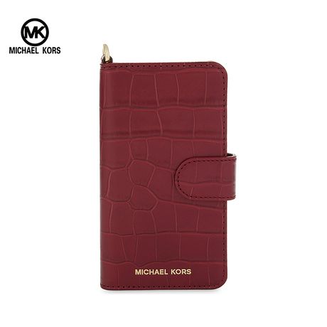 Michael Kors 迈克.科尔斯MichaelKors女士纯皮时尚iphone7手机壳手机套深紫红色 洲际速买