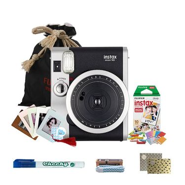 【易购】富士（FUJIFILM）INSTAX 一次成像相机立拍立得 mini90相机黑色 入门套餐一（含10张胶片）